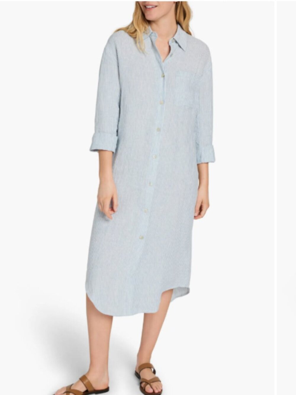 Faherty Laguna Linen Maxi Shirtdress Size Large
